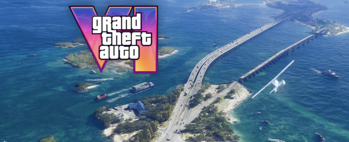 Grand Theft Auto VI; trailerstill van GTA 6 met GTA-logo erin verwerkt