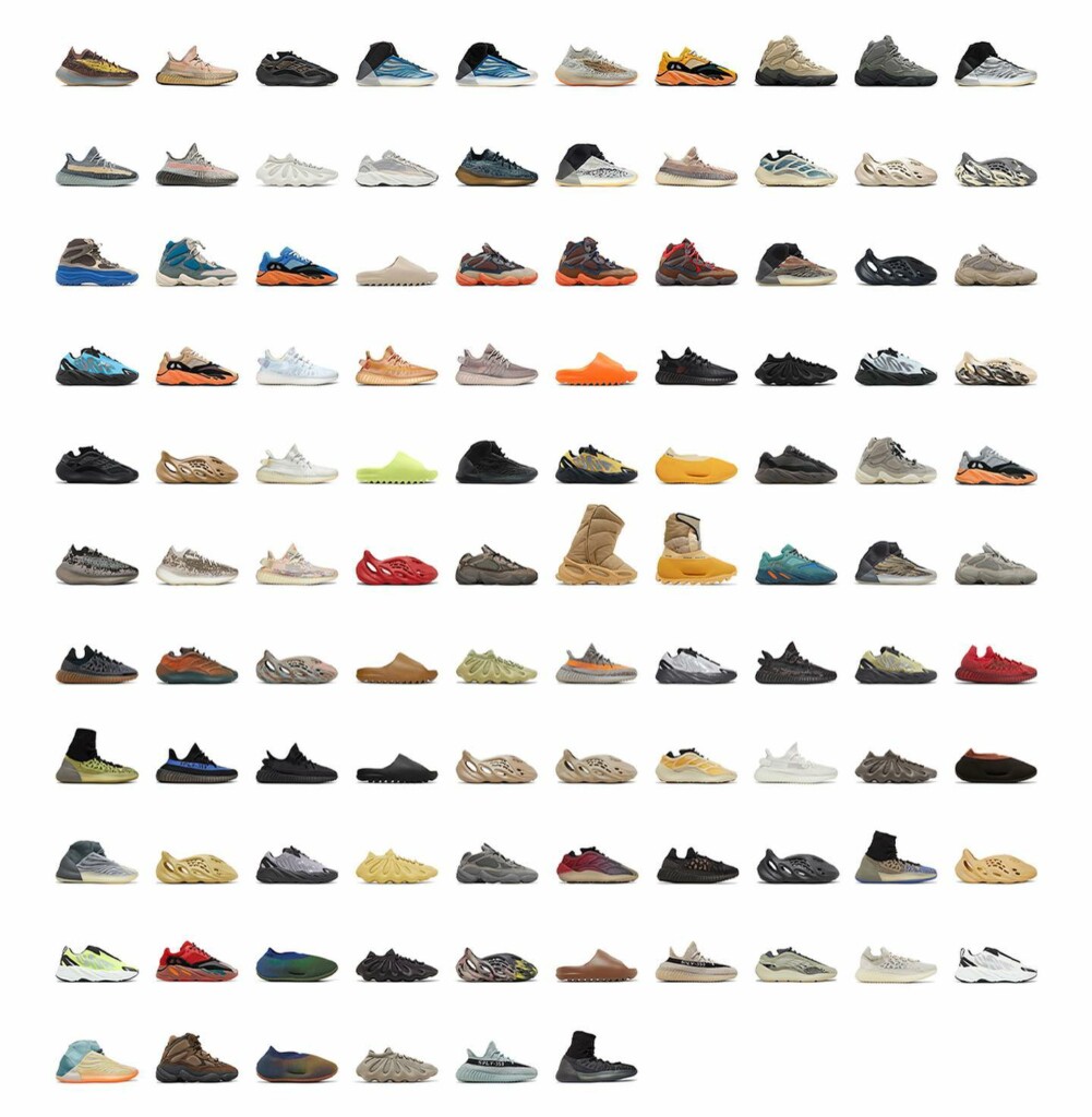 Yeezy; Verschillende Yeezy producten, van slippers tot aan schoenen
